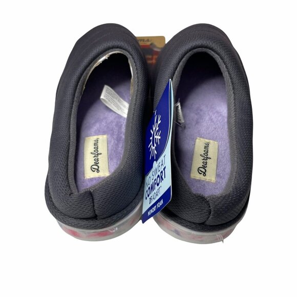 Dearfoams Memory Foam Womens Clog Slipper Gray Purple Rainbow S 5-6 New - Picture 4 of 6